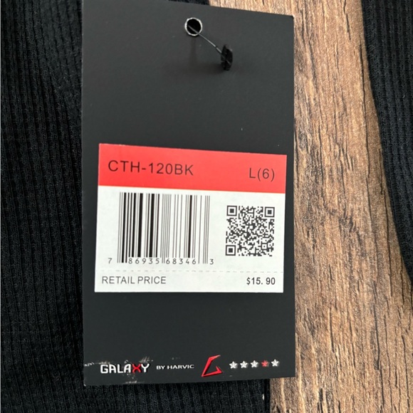 NWT Galaxy By Harvic Black Thermal Top - Picture 3 of 4